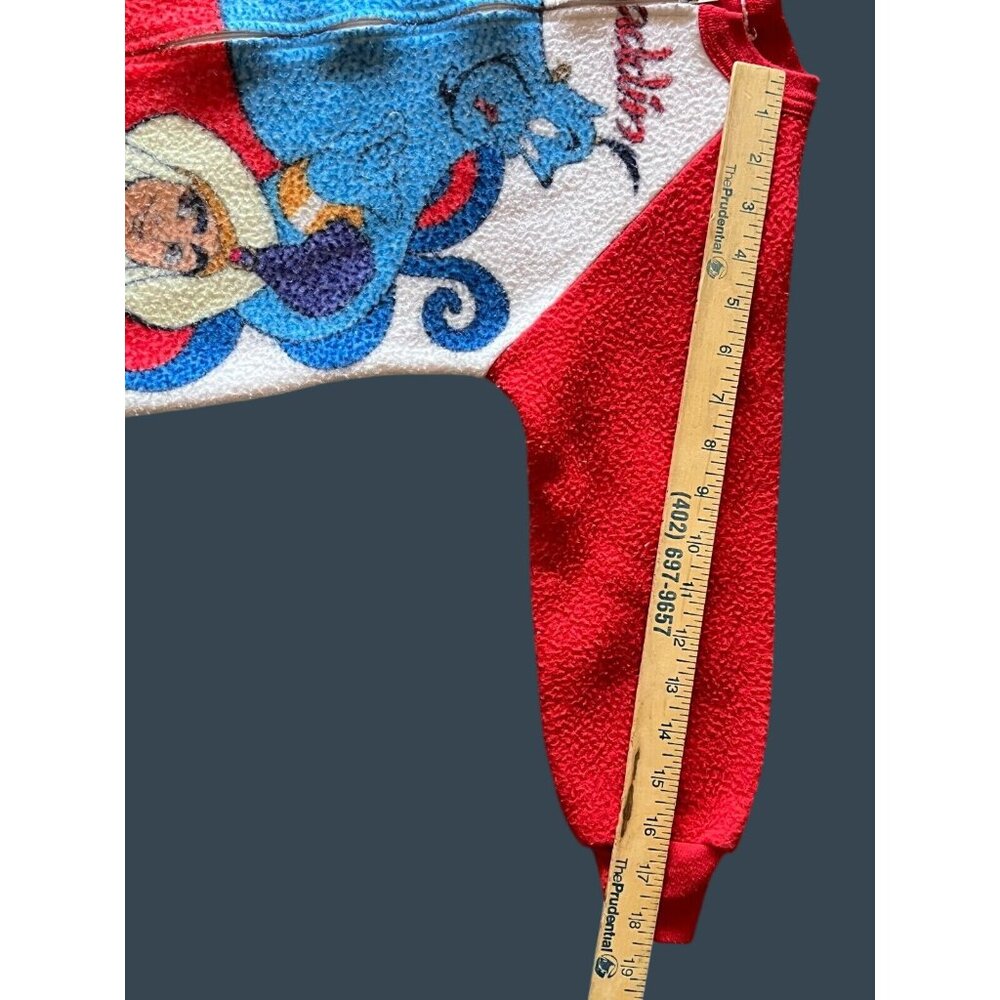 90s Disney Aladdin Fleece Pajamas Red Sleeper Suit Kids 6-8 Footsie Genie Read* - Picture 5 of 13